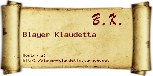 Blayer Klaudetta névjegykártya